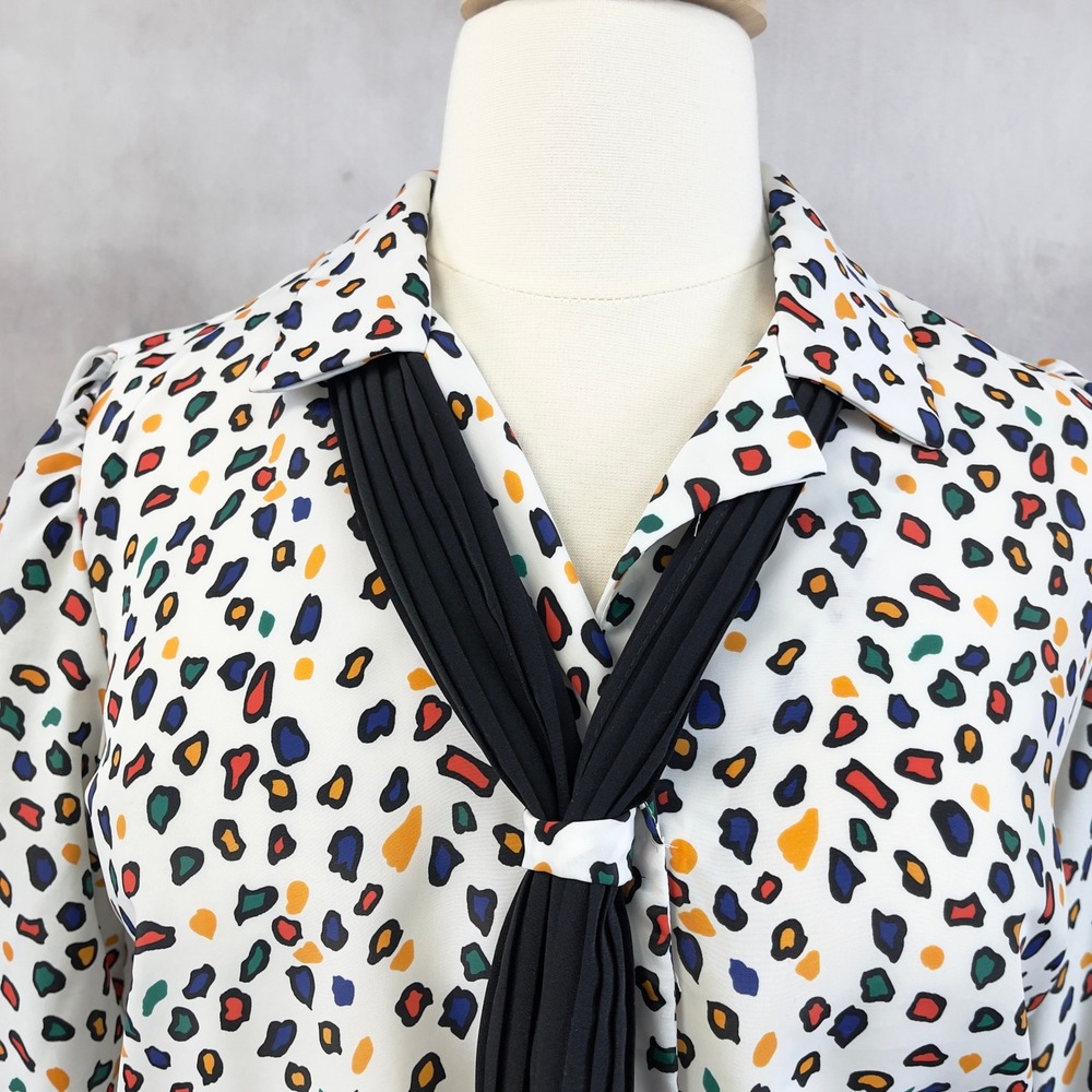 Vtg Breli Originals Abstract Print Dress Women 16 Primary Colors 80s USA Teacher - Picture 3 of 15